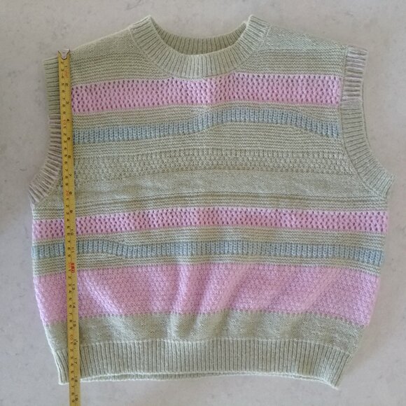 Native Youth wool blend knit sweater vest green purple blue waves Small - Picture 14 of 16